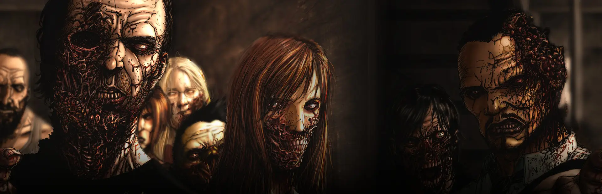 No More Room in Hell server hosting: a crowd of rotting zombies with torn faces lurches out of the dark